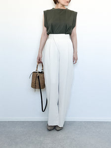 HIGH-WAISTED FRONT WRAP PANTS