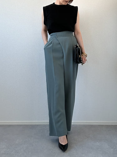 HIGH-WAISTED FRONT WRAP PANTS