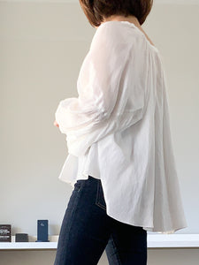 SHEER SHIRRING BLOUSE