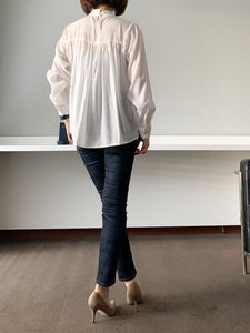 PIN TACK FRILL NECK BLOUSE